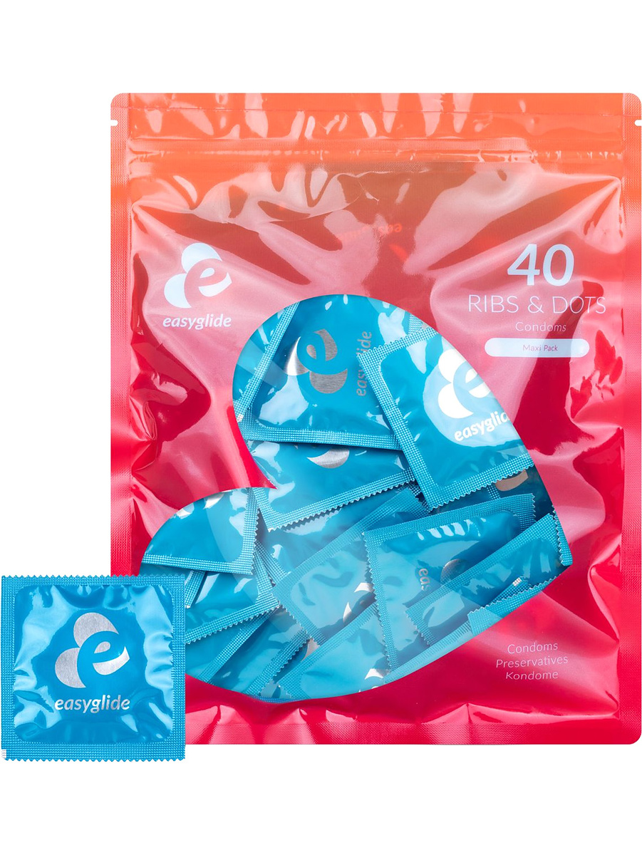 EasyGlide: Ribs and Dots Condoms, 40-pack