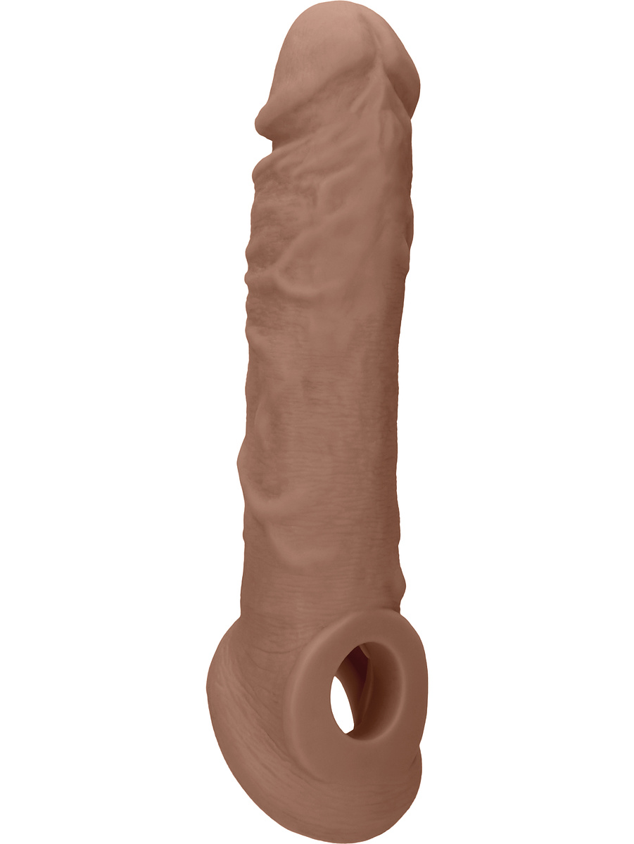 RealRock Skin: Penis Extender with Rings, 21 cm, brun