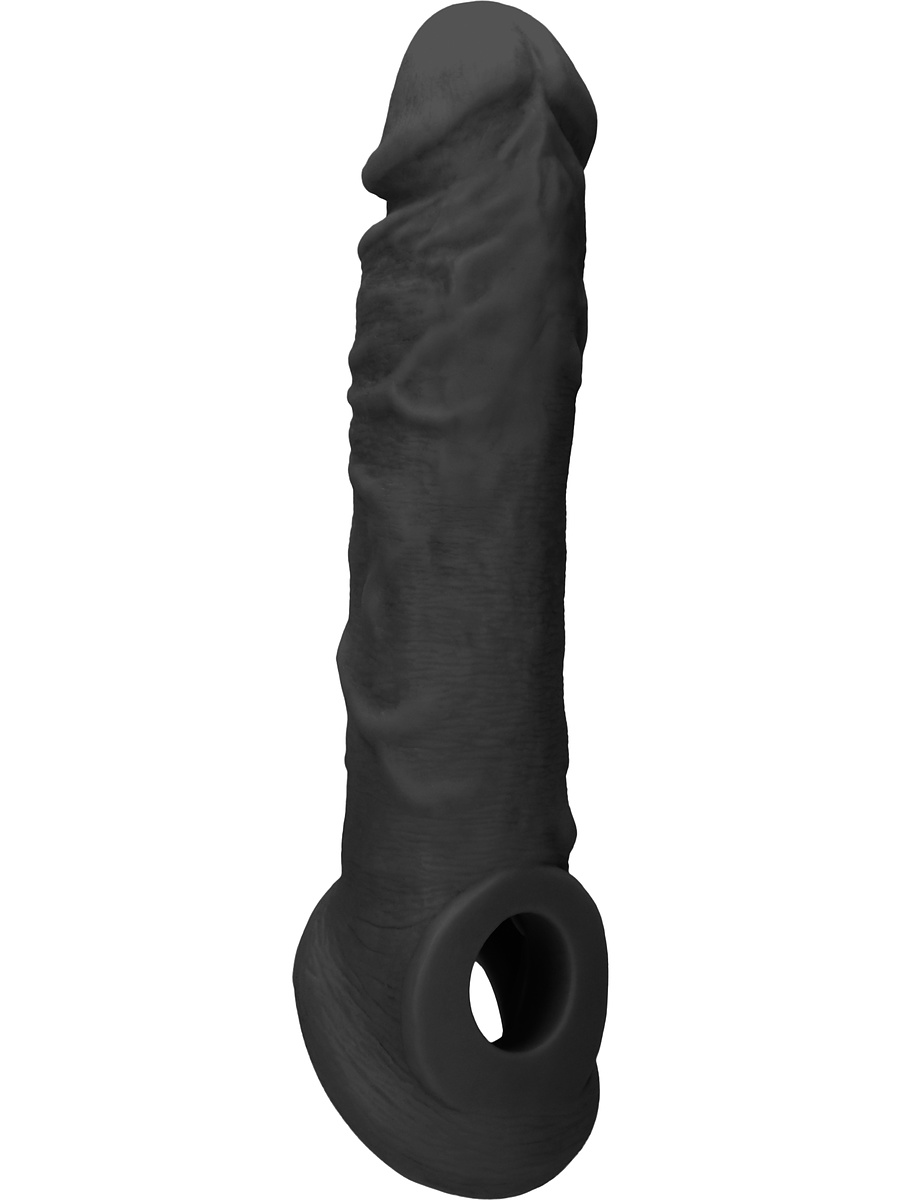 RealRock Skin: Penis Extender with Rings, 21 cm, svart