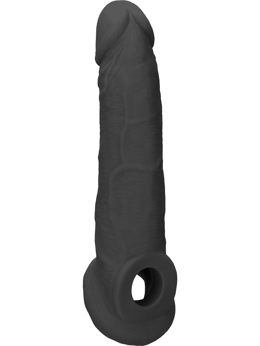 RealRock Skin: Penis Extender with Rings, 22 cm, svart