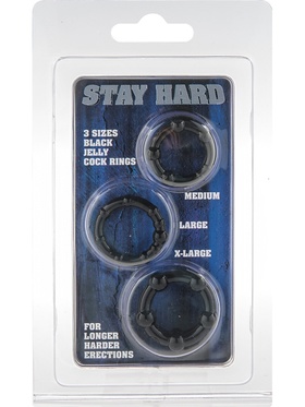 Stay Hard: Penisringar, svart, 3-pack