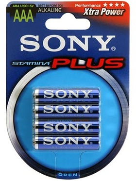 Sony Batterier: Stamina Plus, AAA (LR3), 1,5V, Alkaline, 4-pack