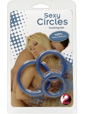 You2Toys: Sexy Circles Penisringar, blå, 3-pack