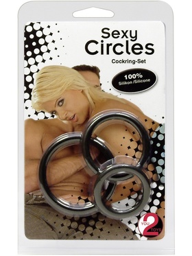 You2Toys: Sexy Circles Penisringar, svart, 3-pack
