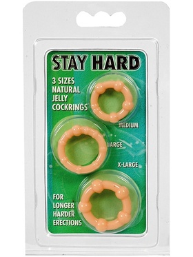 Stay Hard: Penisringar, hudfärg, 3-pack