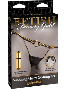 Pipedream Fetish Fantasy: Vibrating Micro G-String Set, gold
