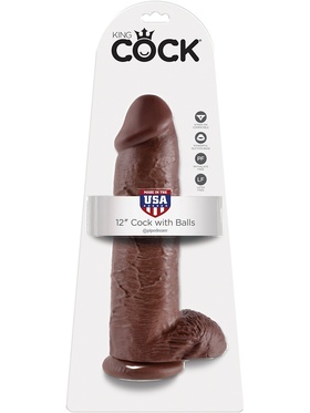 King Cock: Realistic Dildo with Balls, 31 cm, mörk