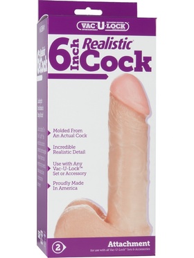 Doc Johnson: Vac-U-Lock, Realistic Cock, 18 cm, ljus