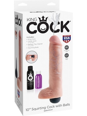 King Cock: Squirting Cock with Balls, 25 cm, ljus