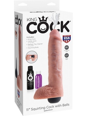 King Cock: Squirting Cock with Balls, 26 cm, ljus