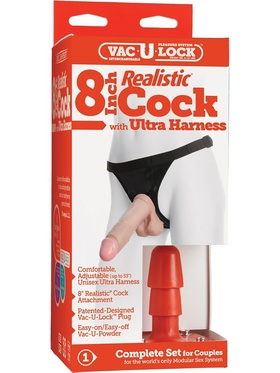 Doc Johnson: Vac-U-Lock, 8 inch Realistic Cock & Ultra Harness