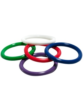 Shibari: Triton, Rainbow Rubber Pleasu-rings, 5-pack