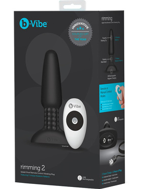 B-Vibe: Rimming 2, Waterproof Remote Control Vibrating Plug, svart