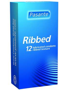 Pasante Ribbed: Kondomer, 12-pack