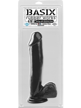 Pipedream Basix: Dong with Suction Cup, 30 cm, svart