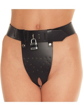 Rimba: Leather Chastity Belt with Padlock, Adjustable