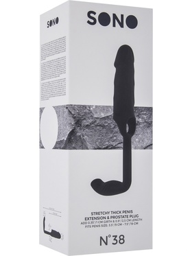 Sono: Stretchy Thick Penis Extension & Plug No. 38, svart