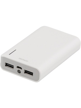 Powerbank Nödladdare, 6000mAh, 2xUSB, vit