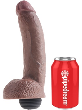 King Cock: Squirting Cock with Balls, 23 cm, mörk