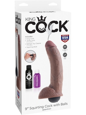 King Cock: Squirting Cock with Balls, 23 cm, mörk