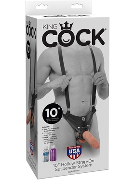 Pipedream: King Cock, 10 inch Hollow Strap-On, ljus