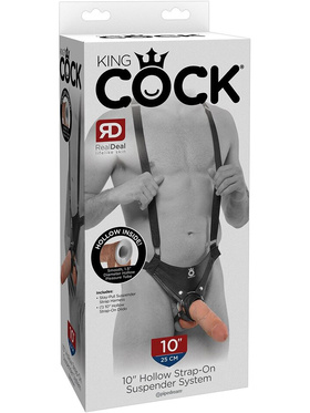 Pipedream: King Cock, 10 inch Hollow Strap-On, ljus