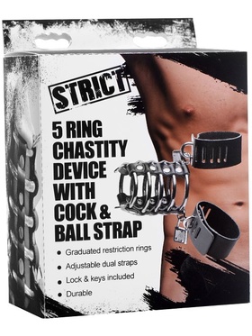 Strict: 5 Ring Chastity Device With Cock & Ball Strap