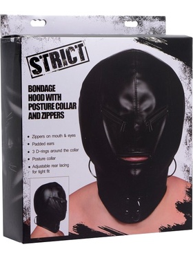 Strict: Bondage Hood With Posture Collar And Zippers