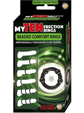 Nasstoys: My Ten Erection Rings, Beaded Comfort Rings, svart