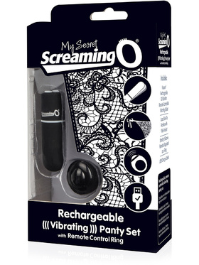 Screaming O: Rechargeable Vibrating Panty Set, svart
