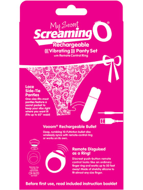 Screaming O: Rechargeable Vibrating Panty Set, rosa