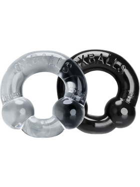 Oxballs: Ultraballs, 2 Piece Cockring Set, svart/transparent