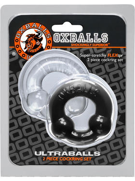 Oxballs: Ultraballs, 2 Piece Cockring Set, svart/transparent