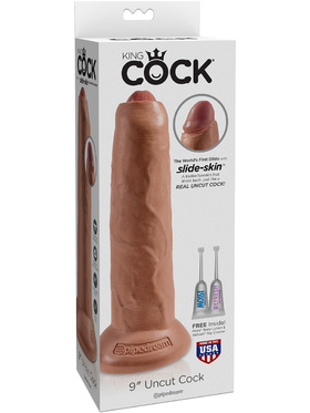 Pipedream: King Cock, Uncut Cock, 9 tum, ljusbrun