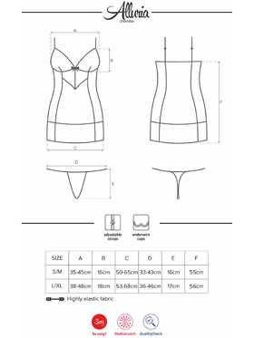 Obsessive: Alluria, Underwire Chemise & Thong, svart