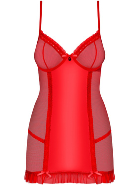 Obsessive: 827-CHE-3, Underwire Chemise & Thong, röd
