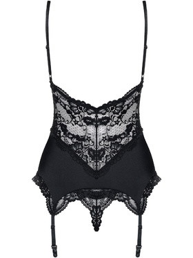 Obsessive: 810-COR-1, Padded Corset & Thong, svart