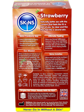 Skins Flavoured: Strawberry, Kondomer, 12-pack