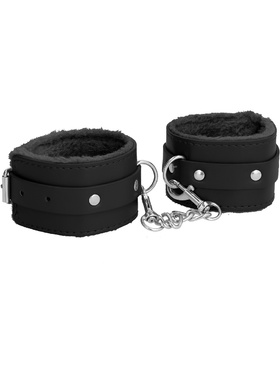 Ouch!: Plush Leather Wrist Cuffs, Premium, svart