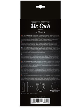 Mr. Cock: The Ribbed Cock 28 cm, X-treme Line, svart