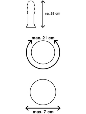 Mr. Cock: The Ribbed Cock 28 cm, X-treme Line, svart