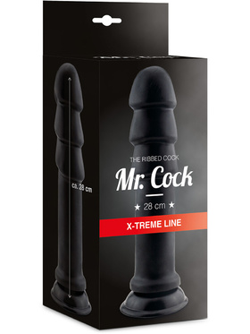 Mr. Cock: The Ribbed Cock 28 cm, X-treme Line, svart