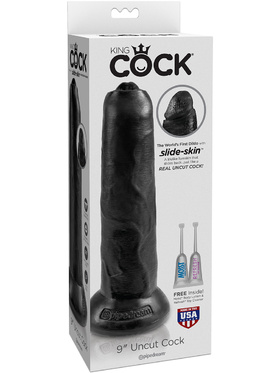 King Cock: Uncut Cock Dildo, 23 cm, svart