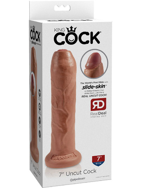 King Cock: Uncut Cock Dildo, 21 cm, ljusbrun