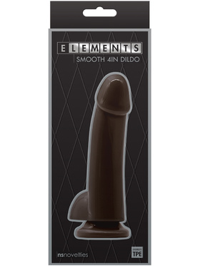 NSNovelties: Elements, Smooth 4in Dildo, Mörk hudfärg