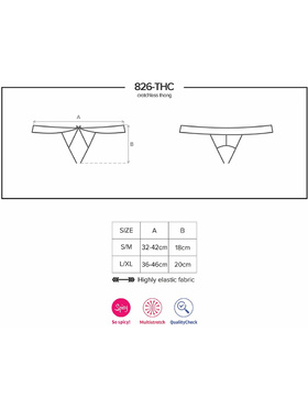 Obsessive: 826-THC-4, Crotchless Thong, beige & svart