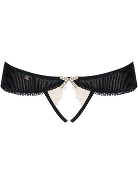 Obsessive: 826-THC-4, Crotchless Thong, beige & svart