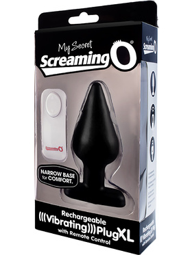 Screaming O: Rechargable Vibrating Plug XL with Remote, svart