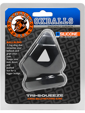 Oxballs: Tri-Squeeze, 3-Ring Ballstretching Sling, svart