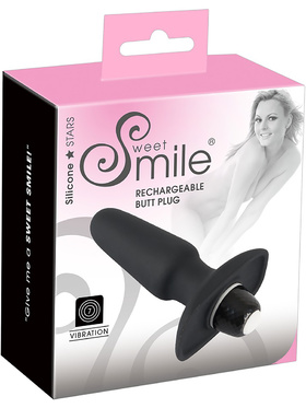 Sweet Smile: Recharbeable Butt Plug, svart